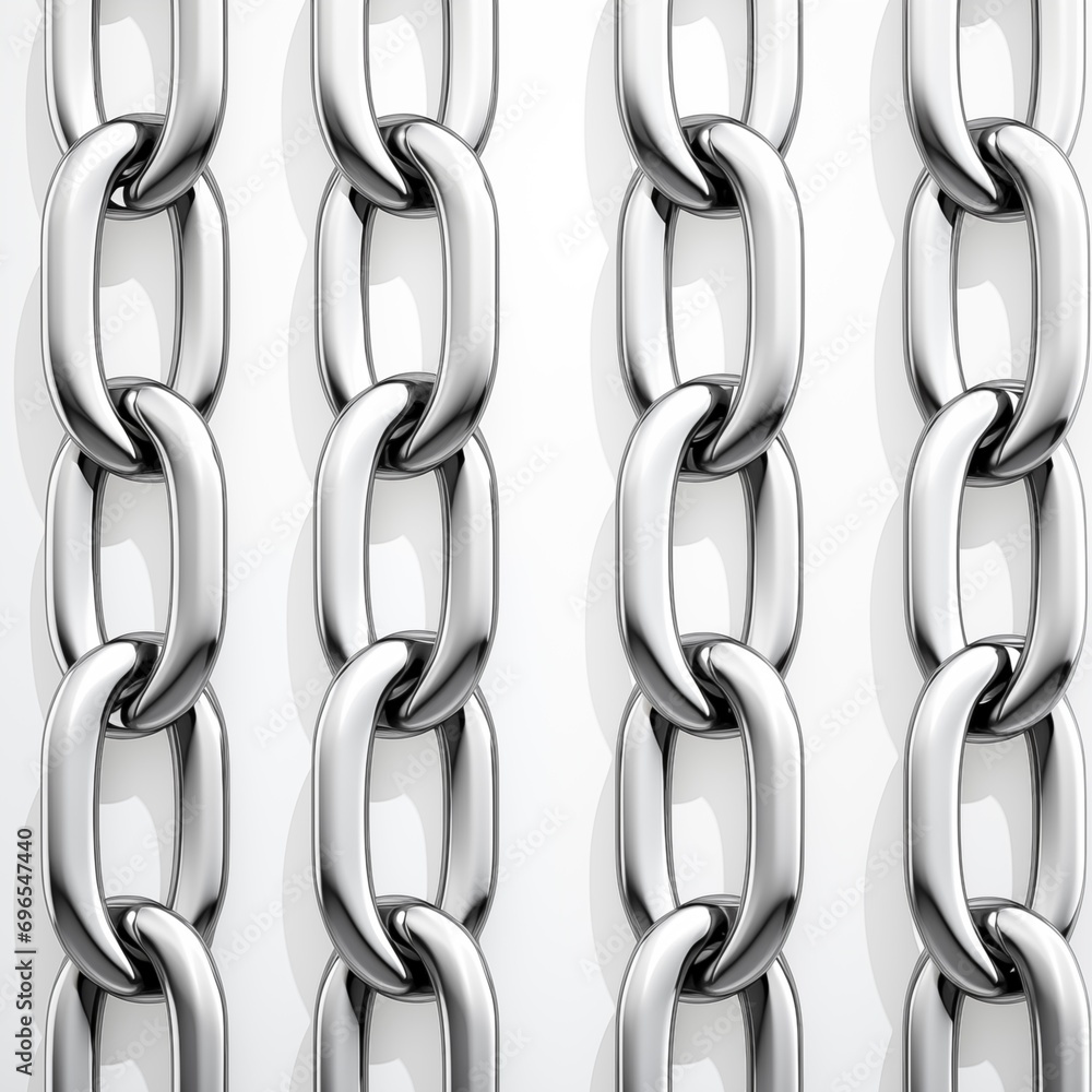 Seamless pattern with silver chains on a white background, generative ai