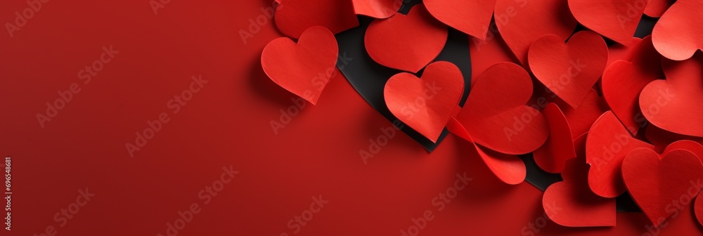 Blank banner with frame of red hearts with space for text Blank banner with frame of red hearts with space for text