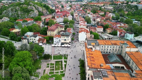 Aerial view over Center of Plovdiv will be the host of the European Capital of Culture in 2019. With Neolithic settlement is one of the world's oldest cities. photo