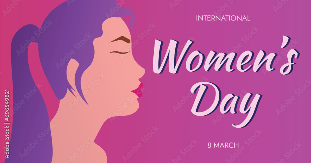 Fototapeta premium International Women's Day. Happy Women's Day. IWD. 8 march. Women's History Month. Pink poster. Girl power. Women's power. Feminine power. Women's history. Feminism.