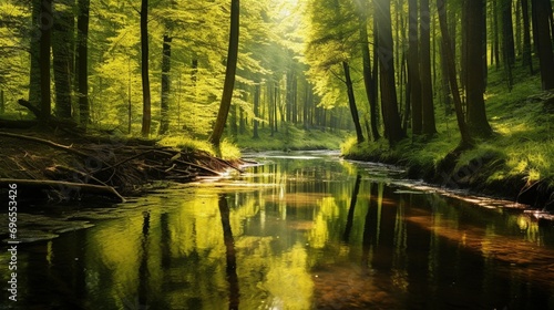 reflection of trees in the water