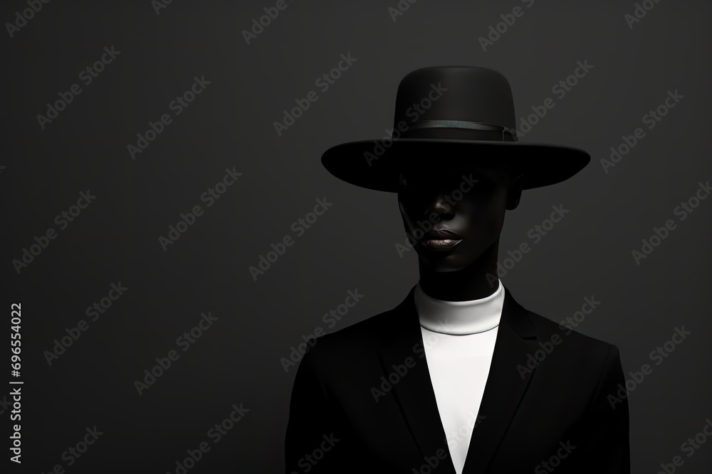 black history month copy space, a man with hat portrait on dark background black history month copy space, a man with hat portrait on dark background