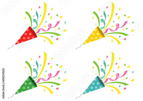 クラッカーのイラストのセット_星柄
