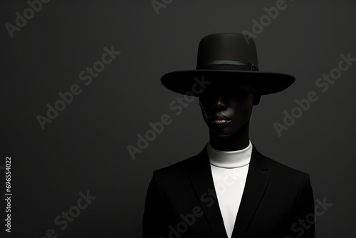 black history month copy space, a man with hat portrait on dark background