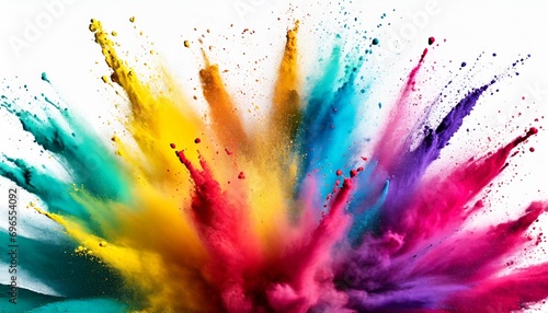 colored powder explosion paint holi colorful rainbow holi paint splash on isolated white background