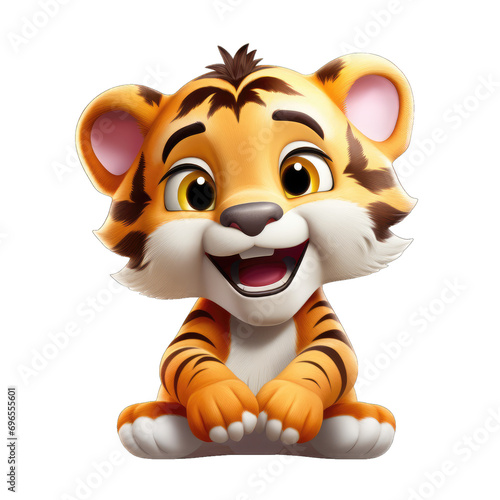 Cute tiger memoji isolated on transparent and white background. PNG transparent  emoji