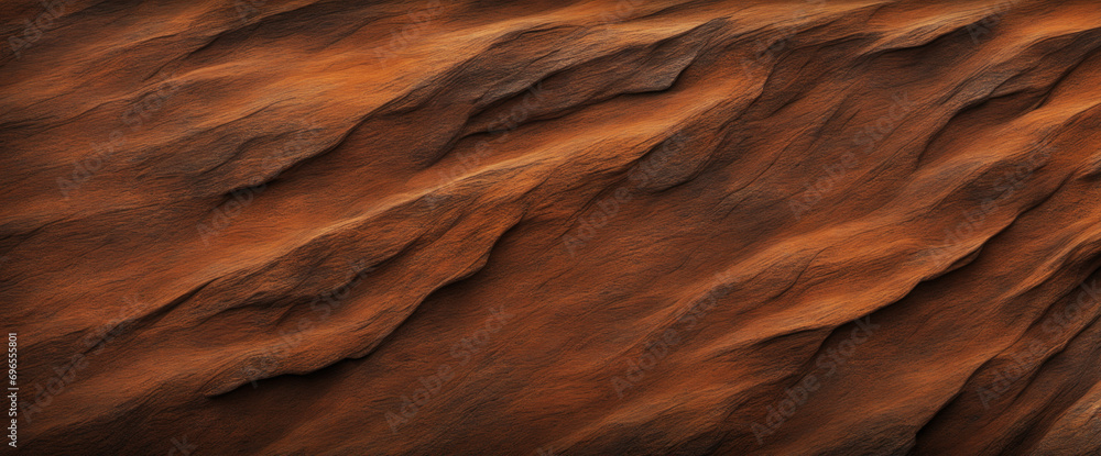 Brown rock texture. Rusty rough surface. Dark stone background with copy space for design. Wide banner. Panoramic. Backdrop. - obrazy, fototapety, plakaty 