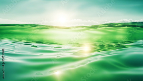 Nature-inspired Green Water Background with Cloud Reflections  Offering Space for Design  Symbolizing Cleanliness and Freshness