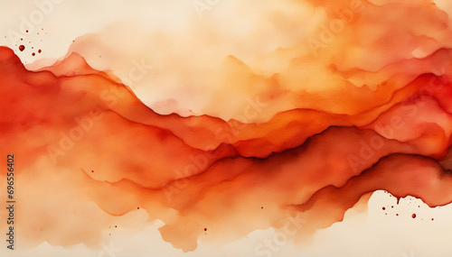 Vibrant Red-Orange-Brown Watercolor Abstract - Handcrafted  Colorful Artistic Backdrop with Space for Text. Ideal for Design and Web Banners.