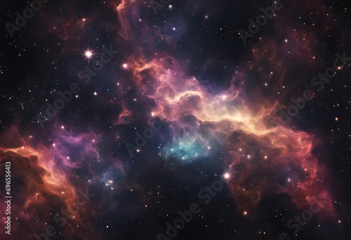 Abstract flight through stars and nebula in space. Satellite imagery. High quality 4k footage. 3D. Isolated black background