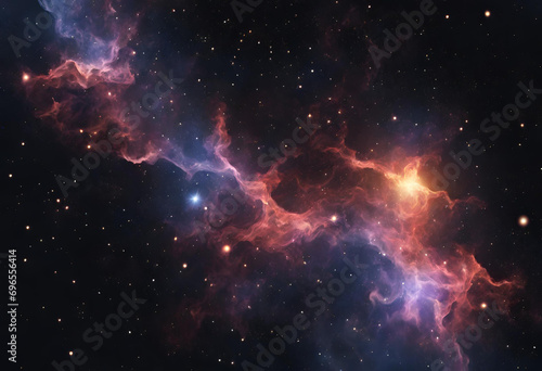 Abstract flight through stars and nebula in space. Satellite imagery. High quality 4k footage. 3D. Isolated black background