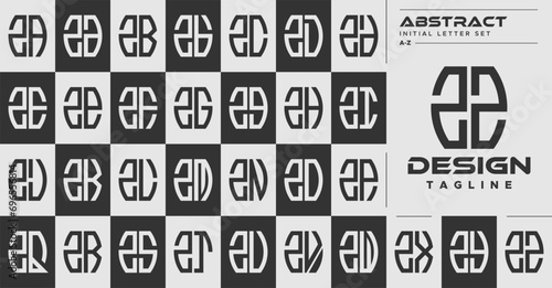 Modern line abstract shape Z ZZ letter logo design set photo