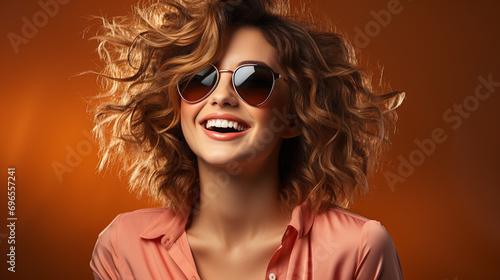 Playful image of woman winking at camera created on isolated background, AI Generated