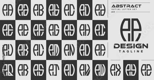 Modern line abstract shape P PP letter logo design set