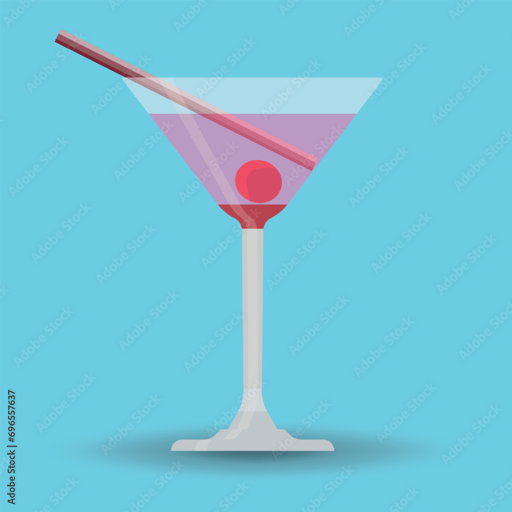 Cocktail on a blue background. Color. Drinks on the background. Vector 