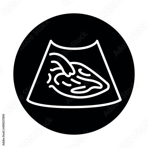 Heart ultrasound black line illustration