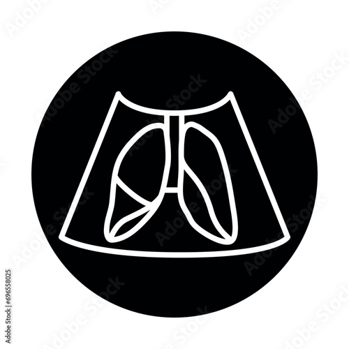 Lung ultrasound black line illustration