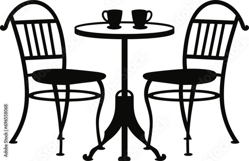 Vector street cafe, silhouette cafe sign. AI generated illustration.