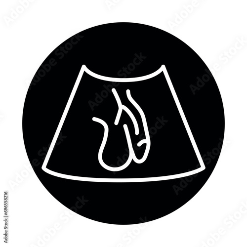 Ultrasound male reproductive system black line illustration
