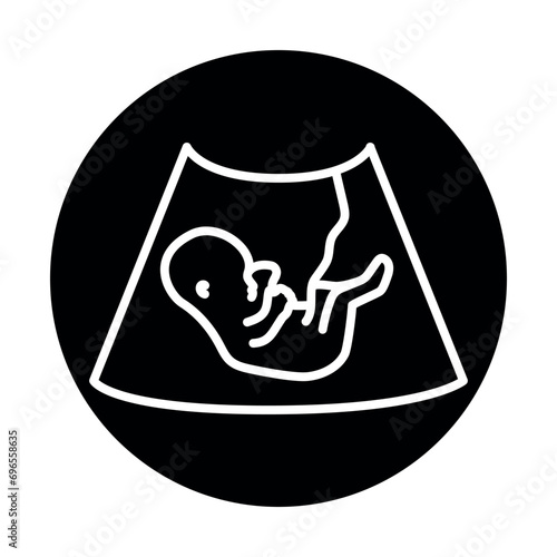 Ultrasound embryo color line illustration