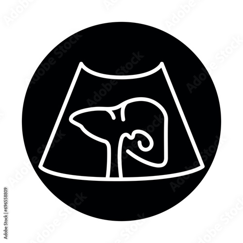 Ultrasound liver black line illustration