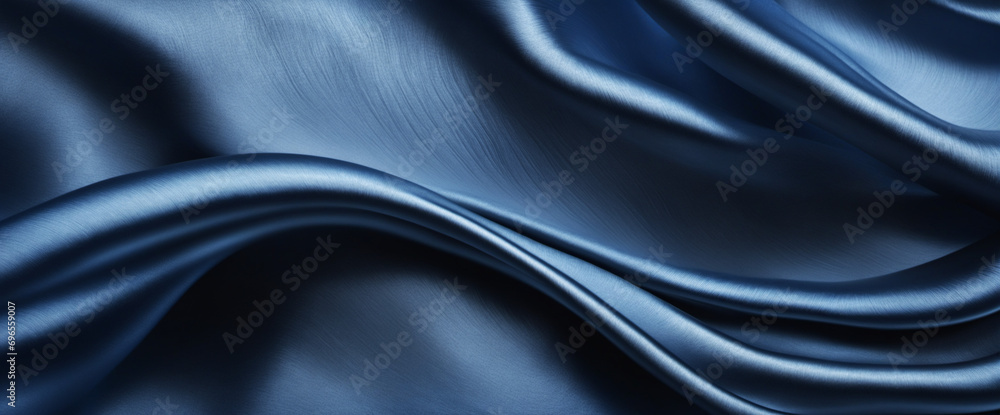 Abstract silk satin background in black and blue. Wavy lines create a modern and elegant effect for design projects. Perfect for web banners and wide panoramic layouts. Luxurious and fluid with a shin Abstract silk satin background in black and blue. Wavy lines create a modern and elegant effect for design projects. Perfect for web banners and wide panoramic layouts. Luxurious and fluid with a shin