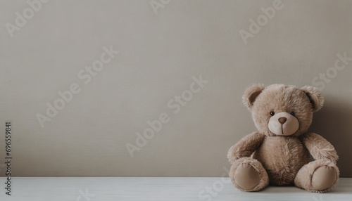 sfondo orizzontale orso di peluche minimal colori tenui generato con ai photo