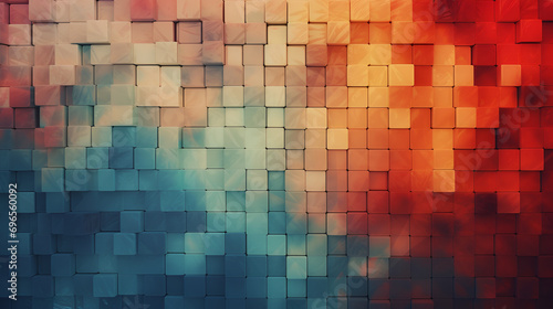 3d square abstract blue and orange background
