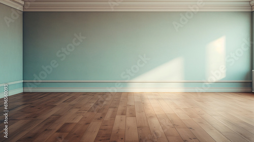 Elegante Sala de Estar - Habitación Vacía azul con Luz Natural Cálida
