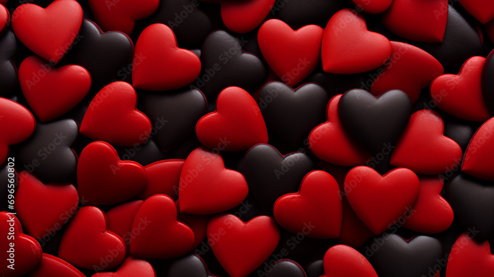Textured 3D Hearts on Dark Background, Suitable for Romance and Love Themed Content