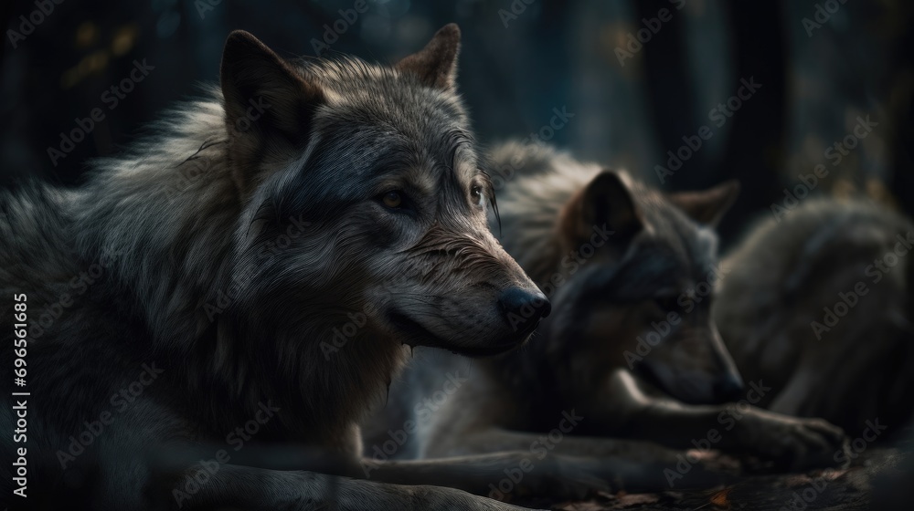 In Unison Through the Woods, Wild Wolves Seek Their Prey In Unison Through the Woods, Wild Wolves Seek Their Prey