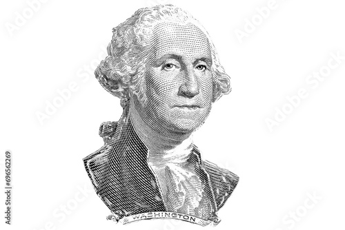pencil drawing of a portrait of George Washington from American one dollar bill.