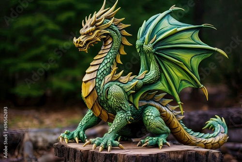 green wooden dragon  symbol of the year 2024