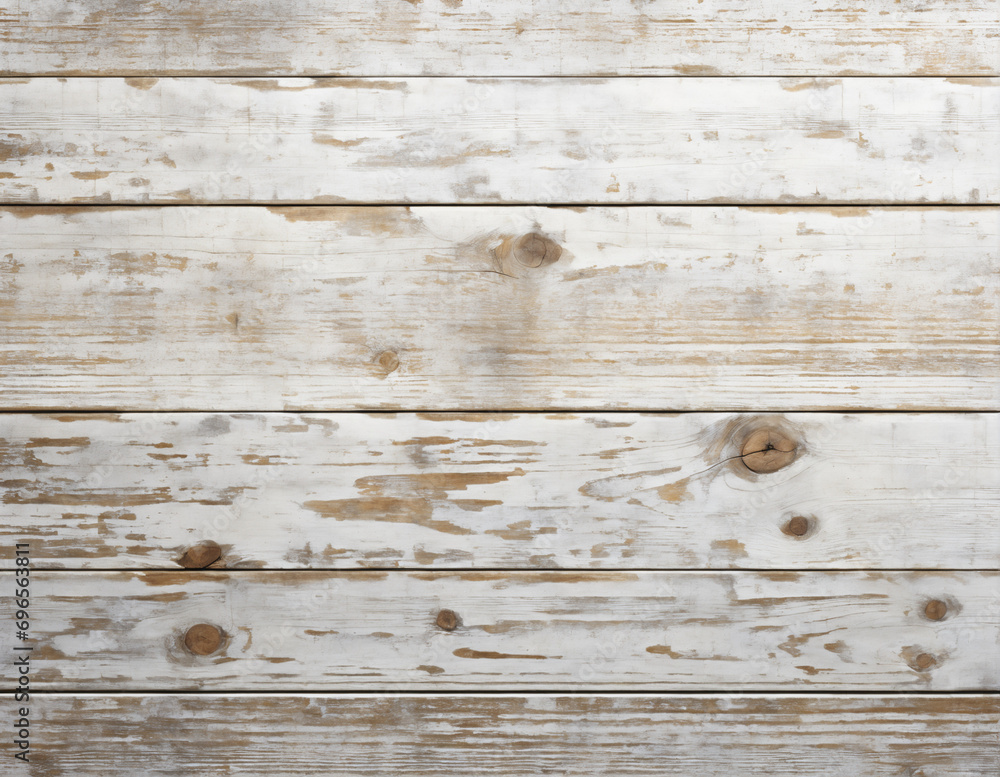 Distressed White and Grey Wooden Wall Texture with Vintage Pine Planks