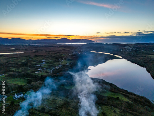 Typical burning of waste in rural Ireland - County Donegal