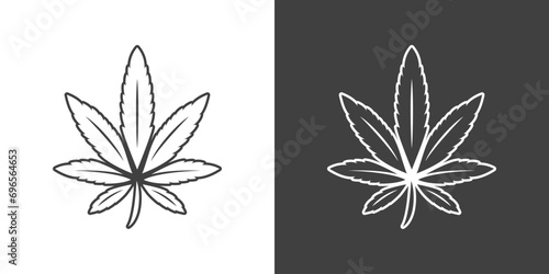 Cannabis Leave Icon. Hemp, Cannabis Leaf Silhouette, Flat Icon Closeup Isolated. Growing Medical Marijuana. Vector Illustration