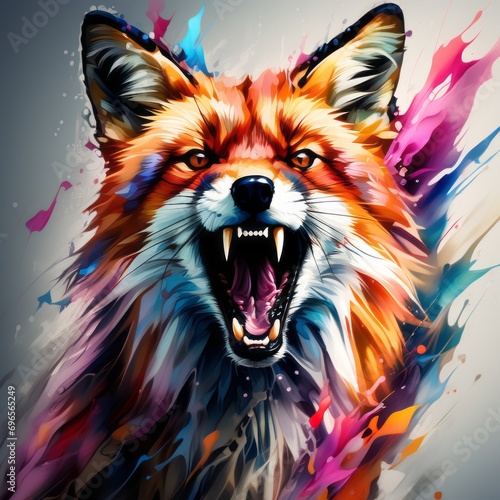 fox bright abstract illustration in Street Art style created with generative AI software