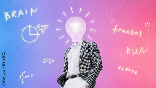Light bulb In the man head, idea concept
