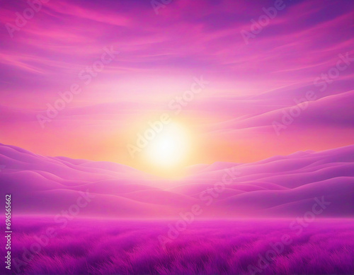Violet abstract backdrop with soft lighting. Rose-colored dusk. Glow of sunlight in the evening. Heavenly sky backdrop.