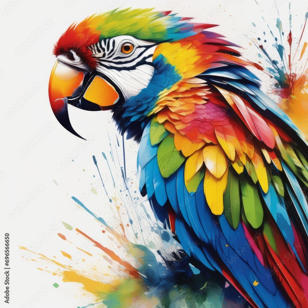 Obraz premium parrot bright abstract illustration in Street Art style created with generative AI software