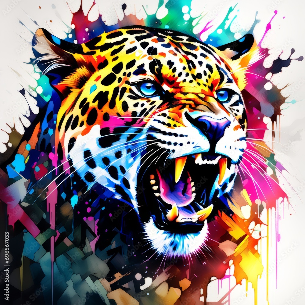 tiger  bright abstract illustration in Street Art style created with generative AI software