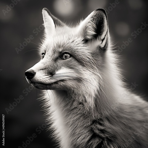 A fox in black and white 