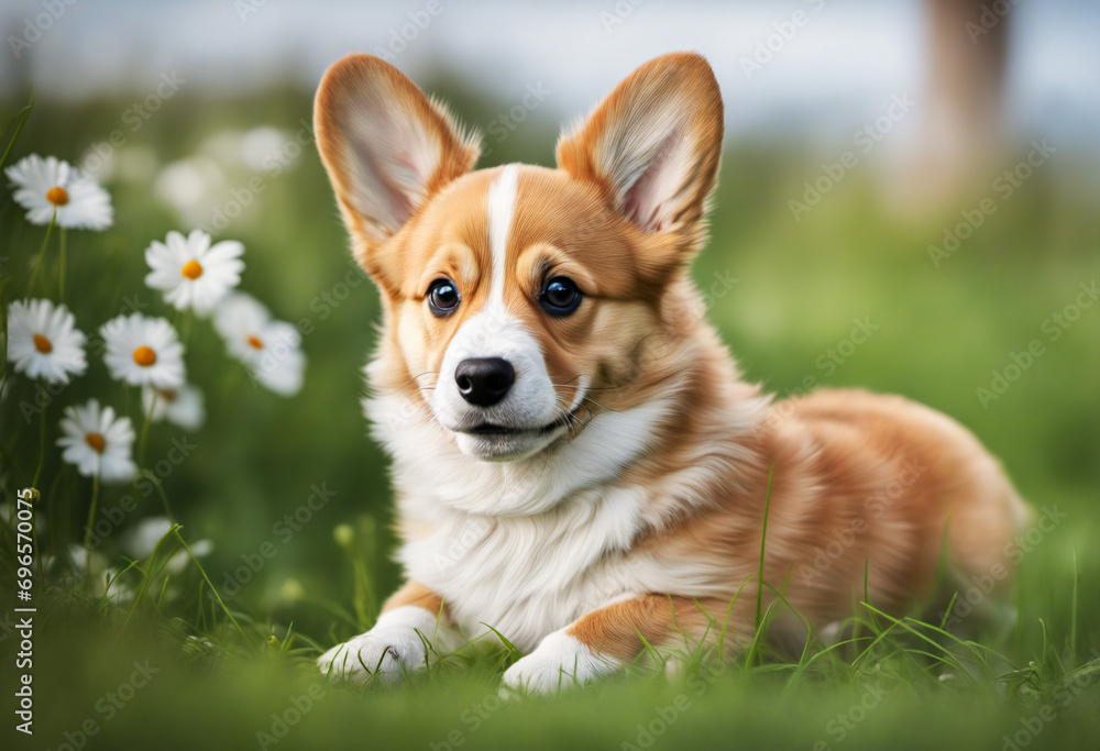 Stunning image of a corgi puppy with vibrant, mismatched eyes. Stunning image of a corgi puppy with vibrant, mismatched eyes.