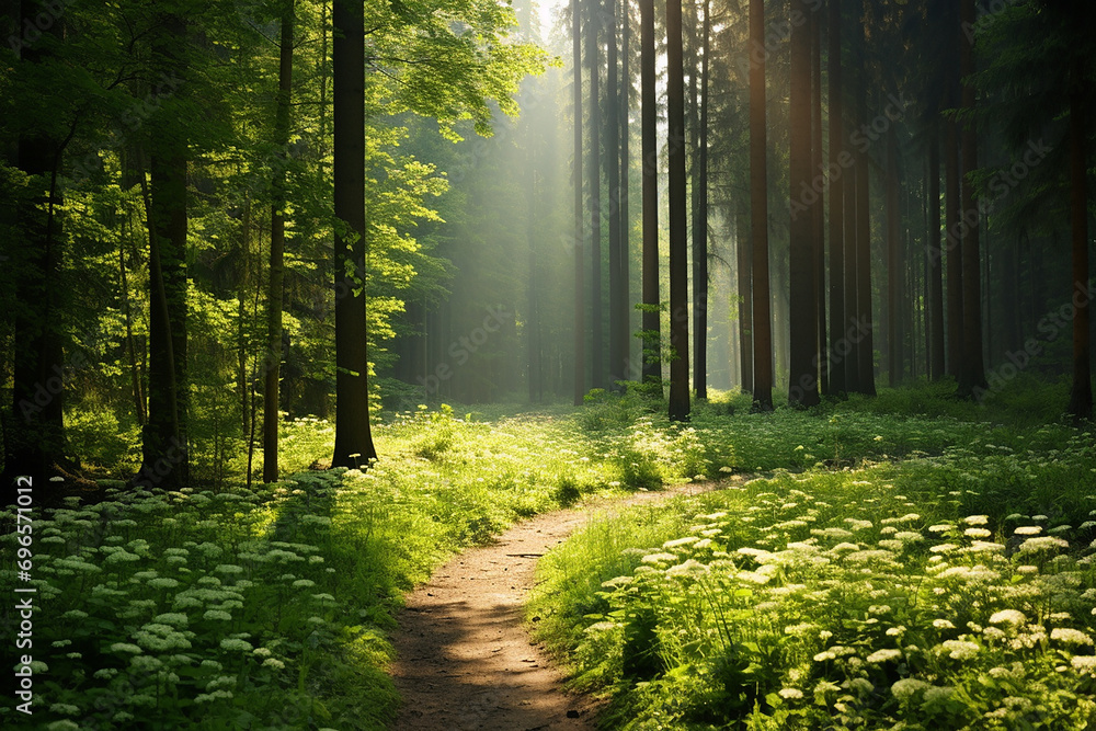 Obraz premium World nature, Forest world day, Earth day concept with forest treee nature and flower
