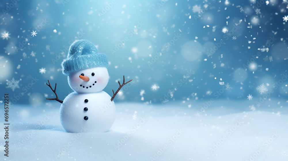 Fototapeta premium snowman during christmas background