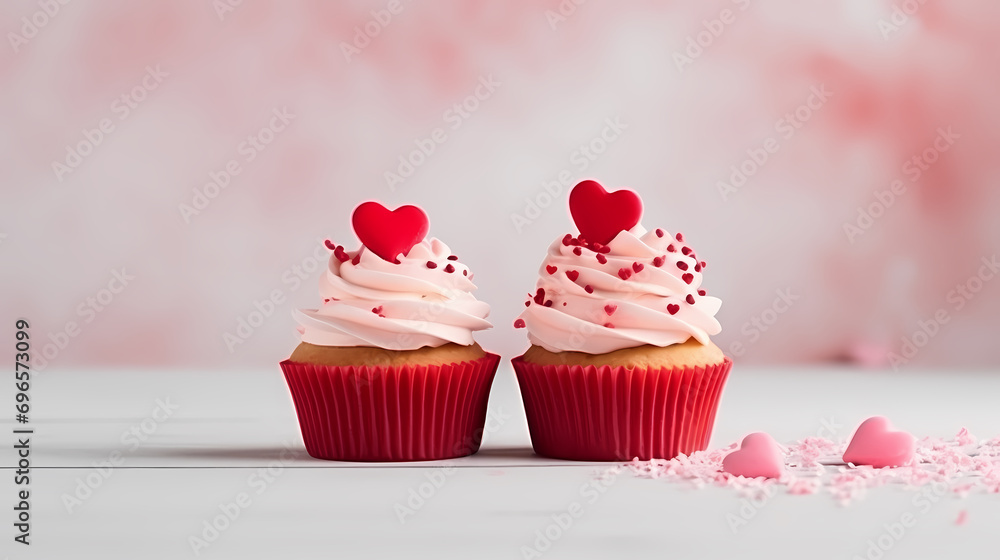 Valentine romantic cupcake copy space image place to add text or design