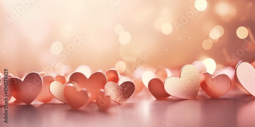 rose gold abstract heart shape background for Christmas and Valentine  photo