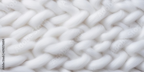 White Knit Fabric Background. Wool Sweater Texture Close Up Surface backgrounds. photo