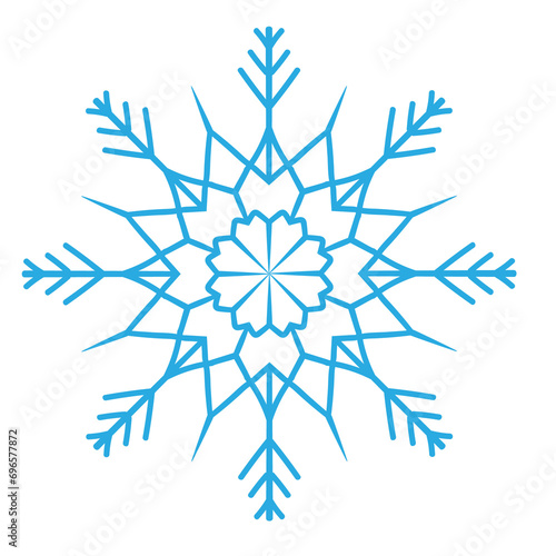 One snowflake on transparent background, icon, illustration, outline stile, white background, mandala.