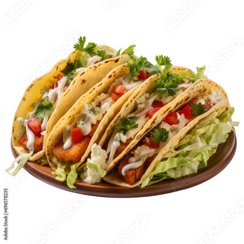Three Tacos with Lettuce and Tomatoes